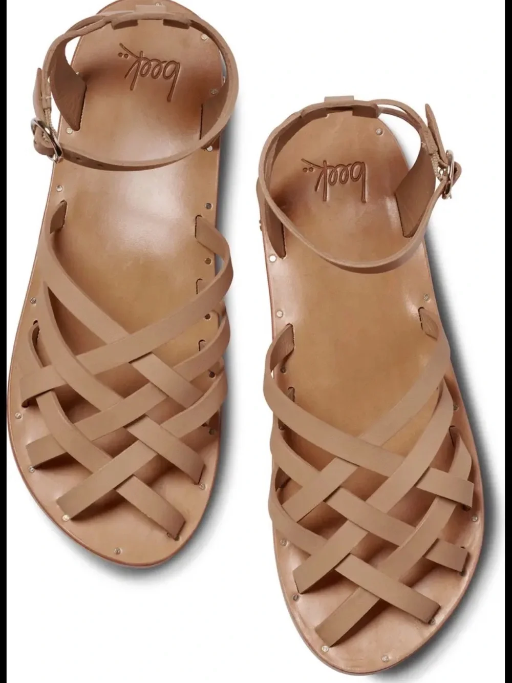 Beek Merlin Natural Leather Strappy ankle strap Sandals - Tan NEW SIZE 9